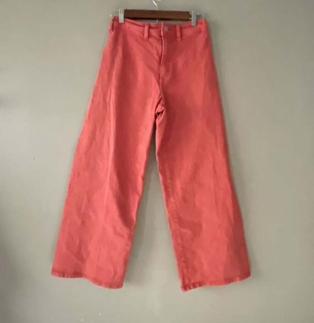 Universal Thread Women's High-Rise Sailor Wide Leg Ankle Jeans Size 4 Coral Pink